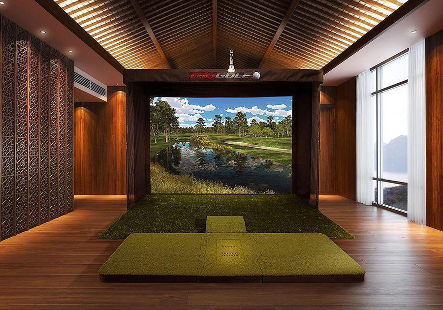 TruGolf Vista 12 Pro displayed in a beautiful wood paneled room
