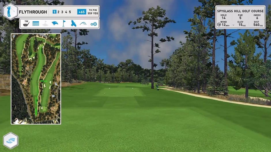 FSX 2020 golf simulator software rendition of Spyglass Hill Golf Course hole 14